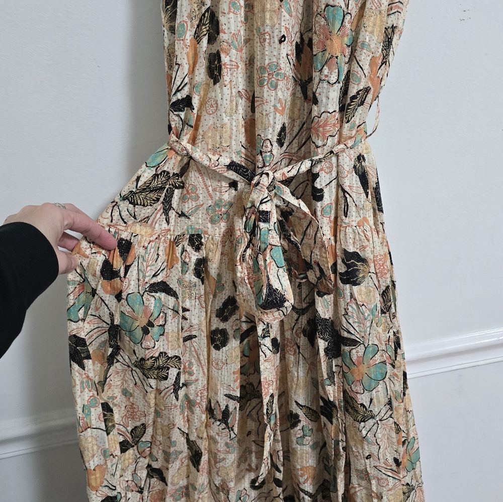 Ulla Johnson Samar printed sleevless ruffle hem midi dress nwot size 10 - Picture 4 of 8